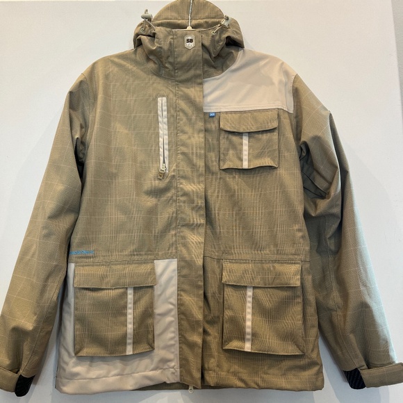 Special Blend Snowboard Jacket Womens Medium Lined Tan Plaid Winter - Picture 1 of 14
